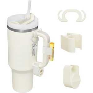 3-delige accessoire set, geschikt voor Stanley Cup 40oz en 30oz Quencher H2.0 bekers, inclusief ringvormige houder, lippenbalsemhouder en sleutelhouder, voor Stanley Cup accessoires 40oz clip-on handvat accessoire.