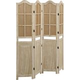 The Living Store Vintage Kamerscherm - Massief Paulowniahout - 140 x 165 cm - Bruin