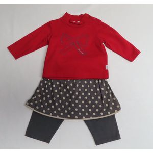 Ensemble - Meisje - 3 pack - Rood / grijst - Tshirt lm+ rok + legging - 3 maand 62