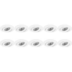 Spot Armatuur 10 Pack - Proma Uranio Pro - GU10 Inbouwspot - Rond - Wit - Aluminium - Kantelbaar - Ø82mm