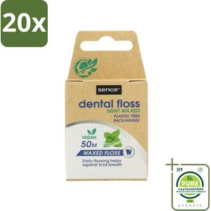 20 x Sence - Fresh Mint - Flosdraad - Verfrissend - 50 meter - Grootverpakking - Tandenfloss - Mondhygiëne - Tanden Poetsen - Frisse Adem - Tandenplak Verwijderen