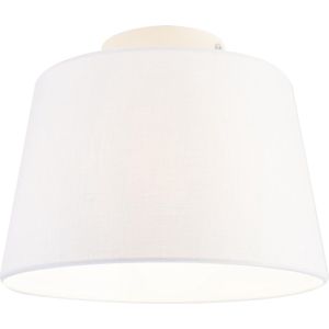 QAZQA combi - Landelijke Plafondlamp met kap - 1 lichts - Ø 250 mm - Wit - Woonkamer | Slaapkamer | Keuken