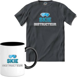 Ski Instructeur | Grappige apres ski bril shirt | Wintersport kleding - T-Shirt met mok - Unisex - Mouse Grey - Maat M