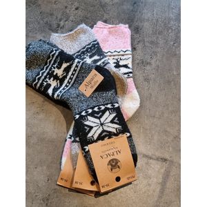 3 Paar - 100% Alpaca Wollen Sokken - Maat 35-38 - Wintersokken - Huissokken - Cadeau Artikel