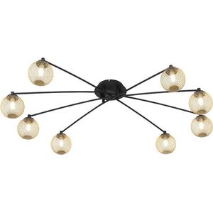 QAZQA athens - Moderne Plafondlamp - 8 lichts - L 1000 mm - Zwart Goud - Woonkamer | Slaapkamer | Keuken