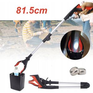 Opvouwbare grijper - Afvalgrijper - oranje en zwart - draaibaar - met led-lampje en magnetische zuigkop - voor het verwijderen van afval