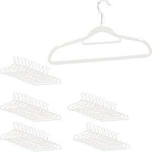 Relaxdays kledinghangers set - broekhanger - klerenhangers met stropdashouder - antislip - Wit, Pak van 50