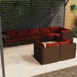 The Living Store Lounge - Poly Rattan - 70x70x60.5 cm - Bruin/Kaneelrood