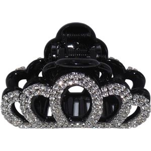 Haarklem met strass kroon zwart