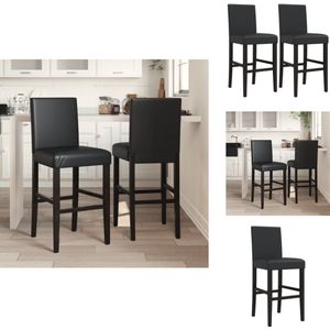 vidaXL Barstoel - Barstoelen - Barkruk - Cafestoel - Barstoelen 2 st massief rubberhout en kunstleer