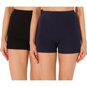 Merry Style Dames Leggings 2Pack - Sport - Vrijetijdsbroek - Kort - Katoen - Sporbroek - Yogabroek – Zwart/zwart (2pak) – XL - MS-MS10-358-LE-2P