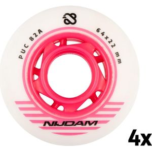 Nijdam Inline Skate Wielen Set - 64x24 mm - 4st - Wit/Roze
