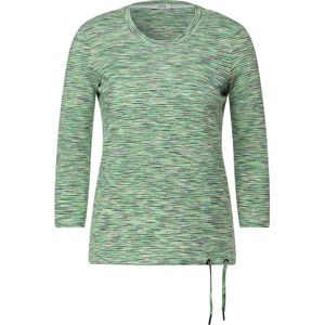 CECIL TOS Multi Melange Stripe Dames T-shirt - groen melange - Maat XXL