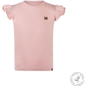 Koko Noko - Bio Cotton - T-shirt Korte Mouw met roesjes - Meisjes - Dusty pink - Maat 92