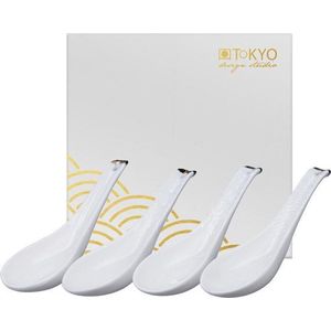 Tokyo Design Studio - Nippon White - Goude Rand Lepelset 4stuks Wit Goud