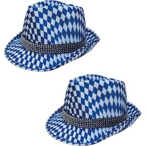 2x stuks blauw/wit Beieren hoedje voor volwassenen - Oktoberfest/bierfeest feesthoeden - Alpenhoedje