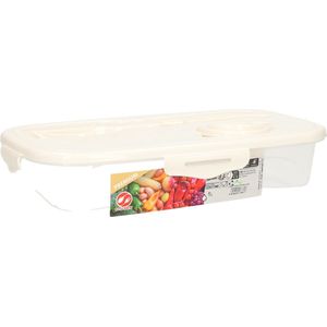 Lunchbox wit met bestek 1 liter plastic - Salade to go - Paris - Luchtdicht/hermetisch afgesloten vershouddoos bakje - Mealprep - Maaltijden bewaren