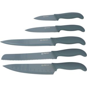 Alpina - 5 -Delige luxe messenset - Santoku-mes, broodmes, vleesmes, universeel mes, schilmes - rvs - antikleeflaag -