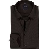OLYMP - Luxor - Overhemd - Bruin - Modern Fit - Mouwlengte 7 - Strijkvrij