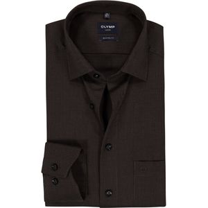 OLYMP - Luxor - Overhemd - Bruin - Modern Fit - Mouwlengte 7 - Strijkvrij