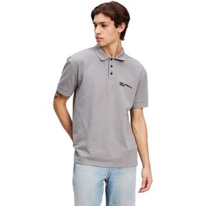 Karl Lagerfeld Jeans, Heren, Regular Pique Polo, Regular Fit, Grijs, XS
