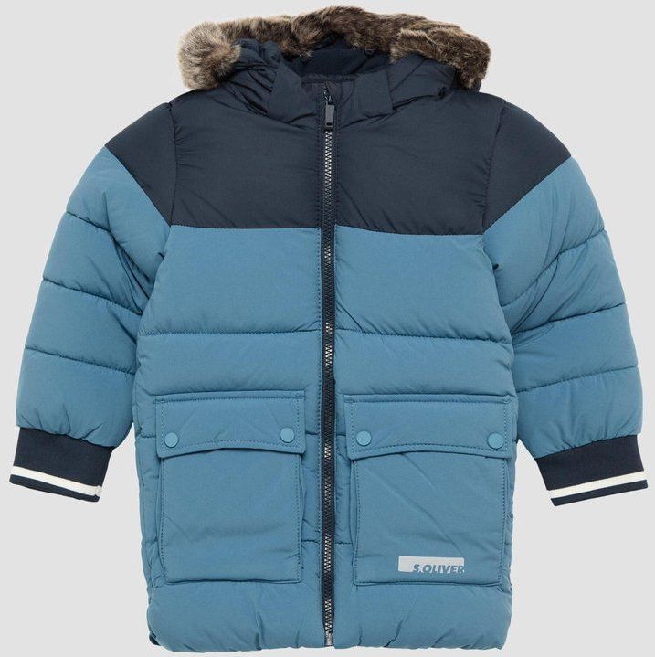 Outdoorjas - Tweekleurig - Junioren - Met Afneembare Rand van Imitatiebont - Vaste Capuchon