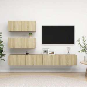 The Living Store TV-meubel set - Sonoma eiken - 80 x 30 x 30 cm - 100 x 30 x 30 cm - Stevig en duurzaam TV meubel
