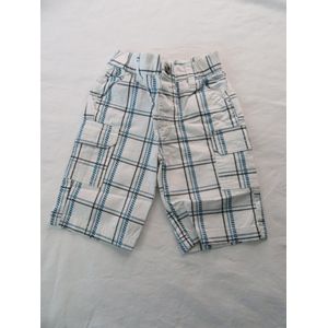 dirkje ,bermuda, jongen, karo , wit / blauw / zwart 86 - 18 maand