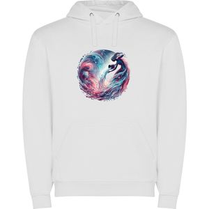 Witte unisex hoodie met “ Kleurrijke Sterrenbeeld Waterman – Astrologie – Horoscoop – Zodiac Signs “ Print Full Color Color merk Roly maat S