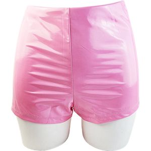 BamBella® Korte broek - Maat S/M - Wetlook short Dames - Roze Datex mix latex en stof ondergoed kleding