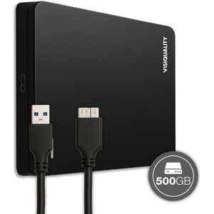 VisiQuality Externe Harde Schijf 500 GB - Draagbare Harde Schijf USB 3.0 - Voor Windows & Mac - Compact - Zwart