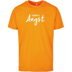 T-shirt oranje XXL - Remmen is angst - wit - soBAD.| Foute apres ski outfit | kleding | verkleedkleren | wintersporttruien | wintersport dames en heren