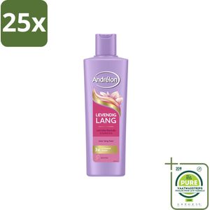 25 x Andrélon – Shampoo – Levendig Lang – 250 ml - Grootverpakking - Lang Haar Verzorging - Haar Versterken - Biotine Shampoo - Haarbreuk Voorkomen - Gespleten Punten
