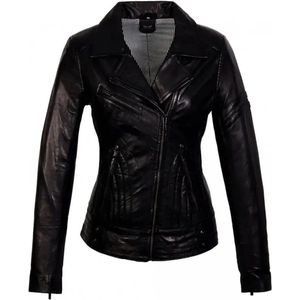 Biker leren lams jas zwart rano - 38