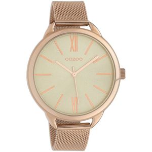 OOZOO Timepieces - Rosé goudkleurige horloge met rosé goudkleurige metalen mesh armband - C10136