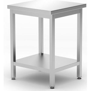 Centrale Werktafel met een Schap Budget Line – Geschroefd - Diepte: 600 Mm - HENDI - Budget Line - 600x600x(H)850mm - 817094 - Horeca & Professioneel