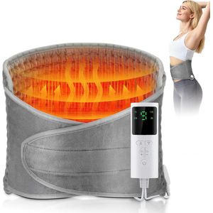 Elektrische Verwarmingsdeken - Verwarmingsgordel voor rug & buik - 9 temperaturen, 4 timerstanden - Voor schouders, knieën, rugpijn - Verstelbaar, wasbaar - Grijs - One Size - 1 stuk