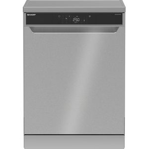 Sharp QWNA4YF44AIEU - vrijstaande vaatwasser - energie label A - 14 couverts - besteklade + topsproeier - ZILVER