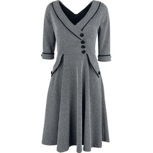 Voodoo Vixen Macie Herringbone Flared Dames Medium-lengte jurk - grijs - M