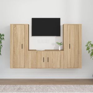 The Living Store TV meubel set - Sonoma Eiken - 2 x 40 x 34.5 x 100 cm + 1 x 80 x 34.5 x 40 cm