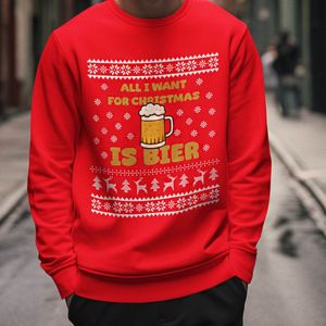 Foute Kerst Trui Rood All I Want For Christmas Is Beer XS