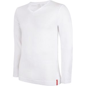 Undiemeister T Shirt Heren - Lange Mouwen - Anti-transpirant - Chalk White (Wit) - Mellowood Tencel - Ademend en Temperatuurregulatie - Slim Fit T-shirt - V-Hals - Maat M