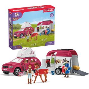 schleich HORSE CLUB Speelfigurenset - Avontuur met auto en paardentrailer - Kinderspeelgoed voor Jongens en Meisjes - 5 tot 12 jaar - 18 Onderdelen - 42535