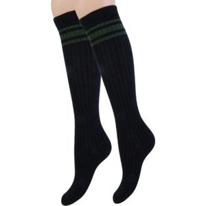 Dames Kniekous - Rib - Strepen - Zwart/Wit