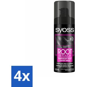SYOSS - Uitgroeispray Zwart - Uitgroeispray - Kleurbescherming - Directe Grijsdekking - Voordeelverpakking - 4 stuks