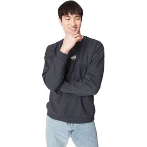 Trendyol Zwarte Oversized/Wijde Pasvorm Fleece/Warme Sweatshirt Met Dierenborduursel Tmnaw23Sw00191