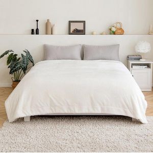 Sherpa Fleece Sprei Deken Dubbelzijdig Zachte Pluizige Comfortabele Pluche Warm Gezellig Bed Sofa Slaapkamer Tweepersoons Beige 150x200cm .