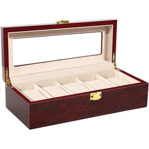 Uten Luxe HorlogeBox - Horlogedoos Heren & Dames- Juwelendoos - Sieradendoos - 6 vakken - Hout