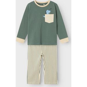 Name it Pyjama groen/streep dino - NMMRADE - Maat 80