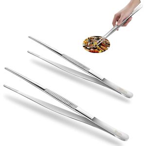 EXCITAT 2 stuks - Pincet - Pincet van roestvrij staal - Keukenpincet - Kookpincet - Geschikt voor steaks, karbonades, worstjes, hete potten, grillen